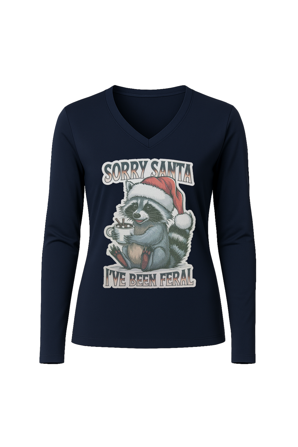 Glitter I've Been Feral Long Sleeve V-Neck Tee