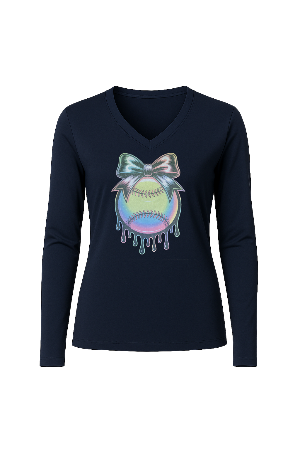 Glitter Neon Drip Long Sleeve V-Neck Tee