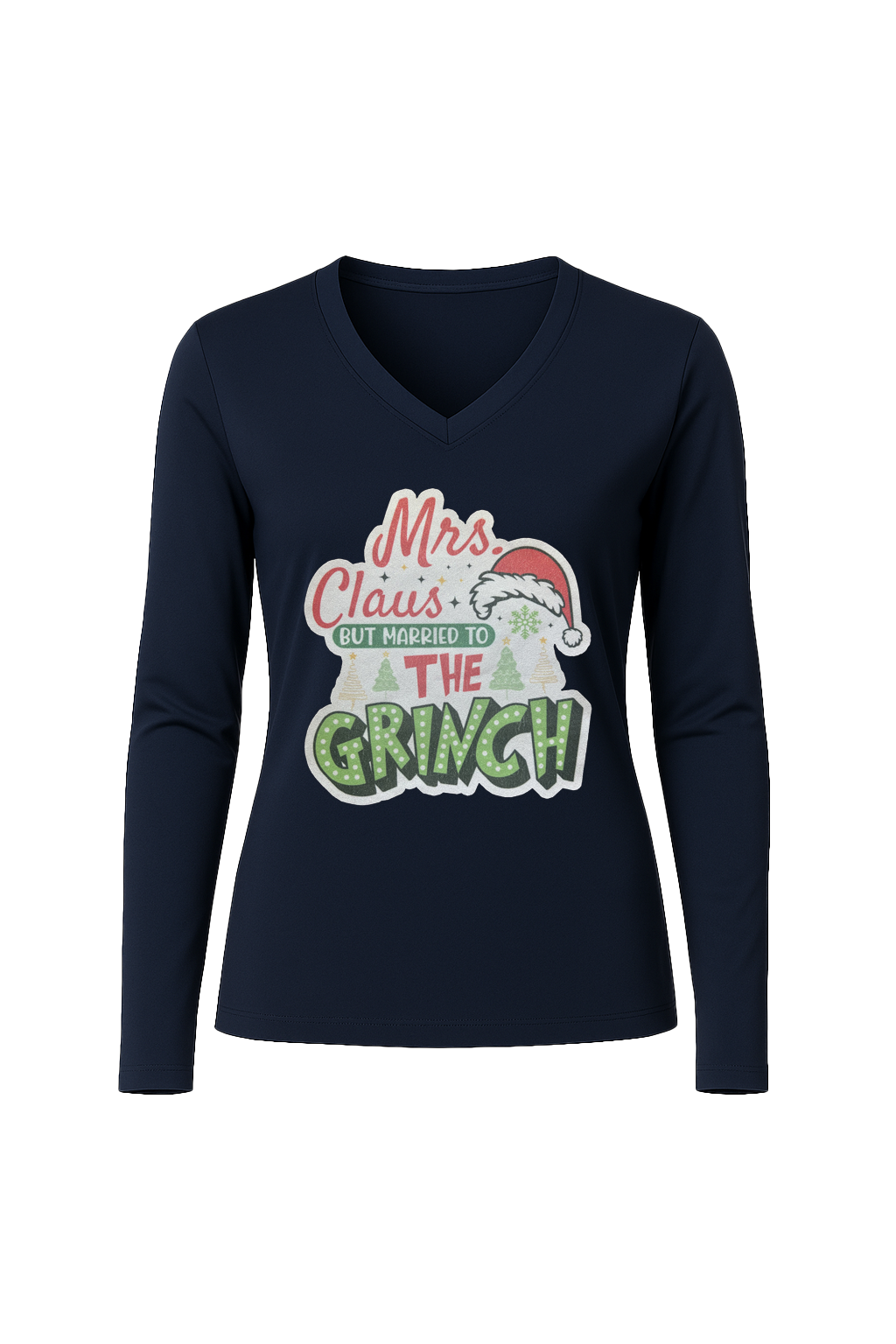 Glitter Married To The Grinch Long Sleeve V-Neck Tee