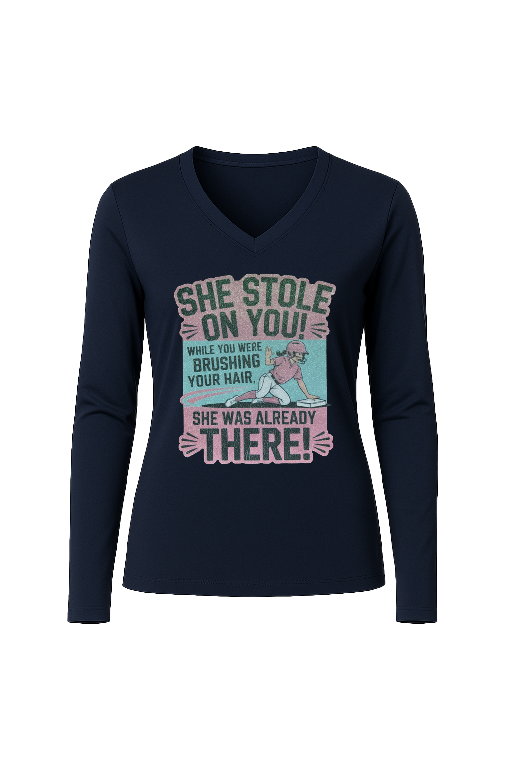 Glitter She Stole On You Long Sleeve V-Neck Tee