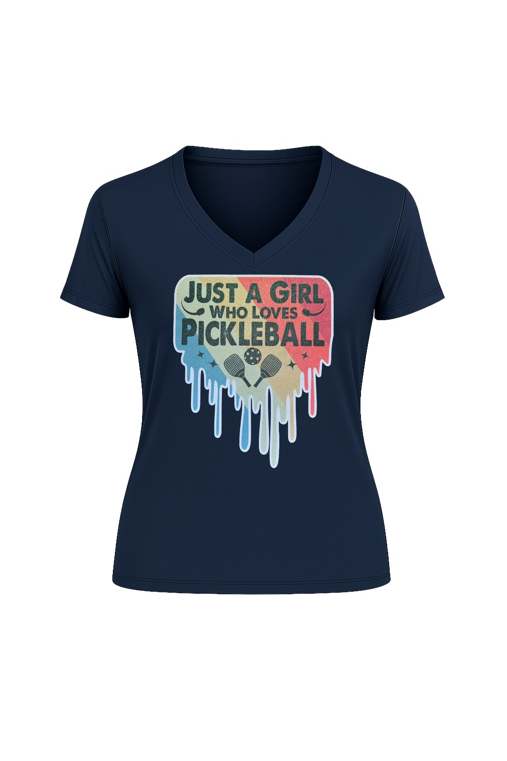 Glitter Girl Loves Pickleball Short Sleeve V-Neck Tee