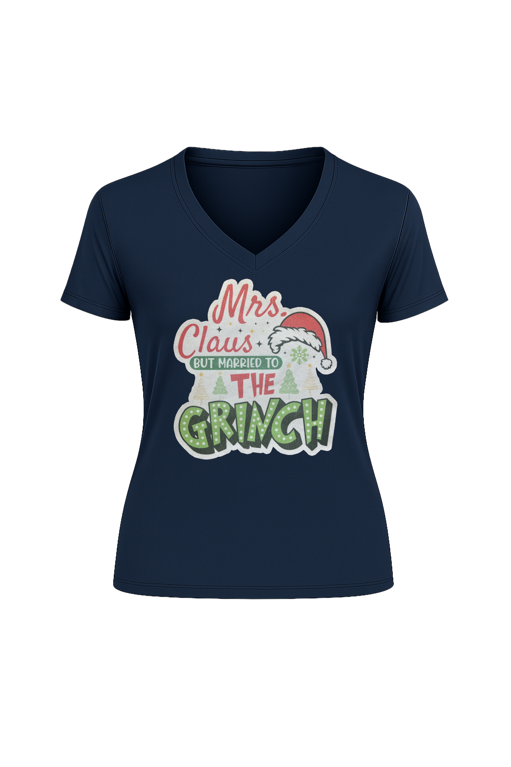 Glitter Married To The Grinch Short Sleeve V-Neck Tee