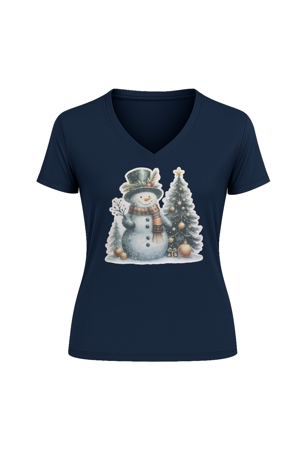 Glitter Festive Frosty Short Sleeve V-Neck Tee