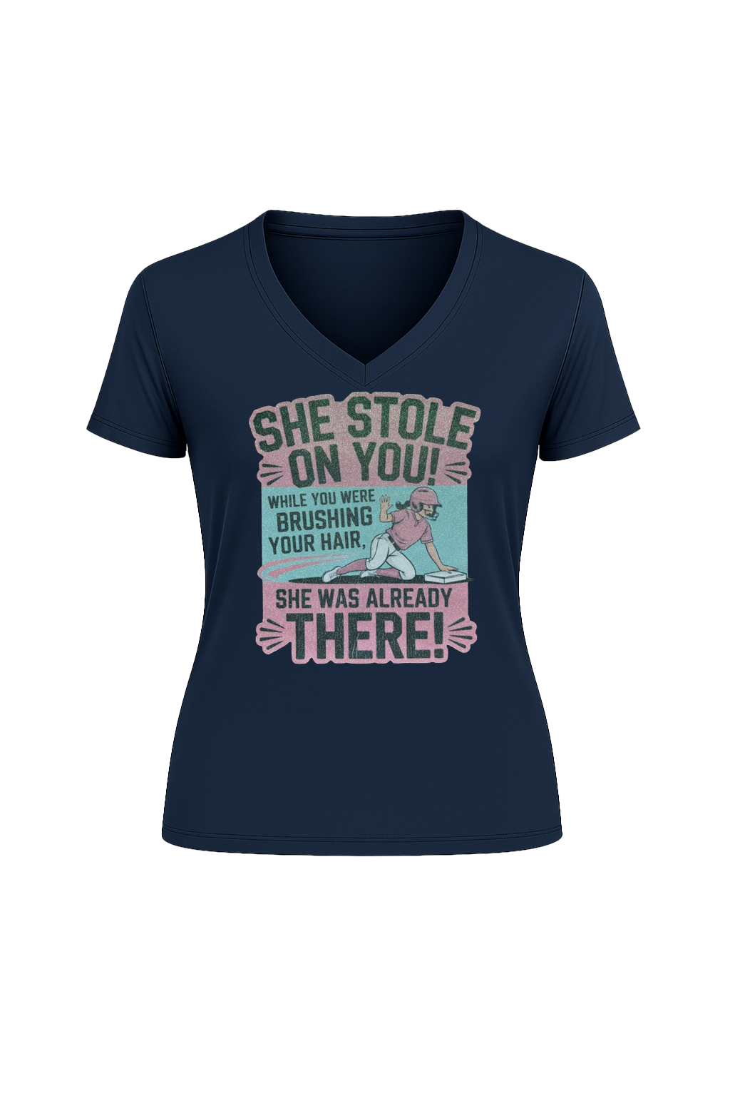 Glitter She Stole On You Short Sleeve V-Neck Tee