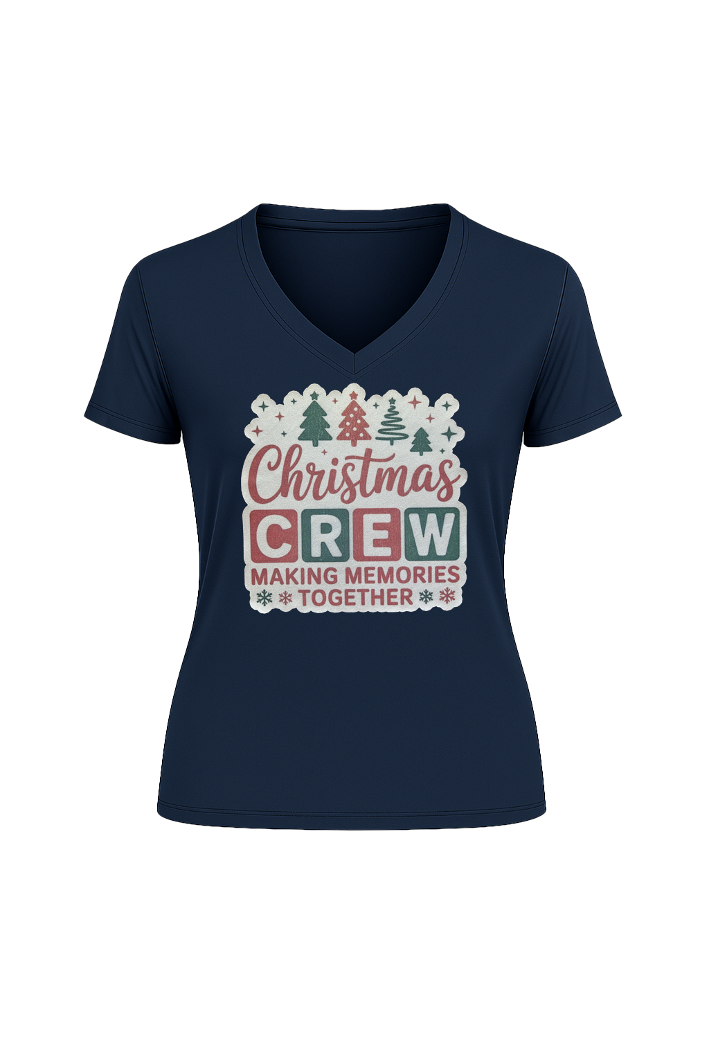 Glitter Christmas Crew Short Sleeve V-Neck Tee