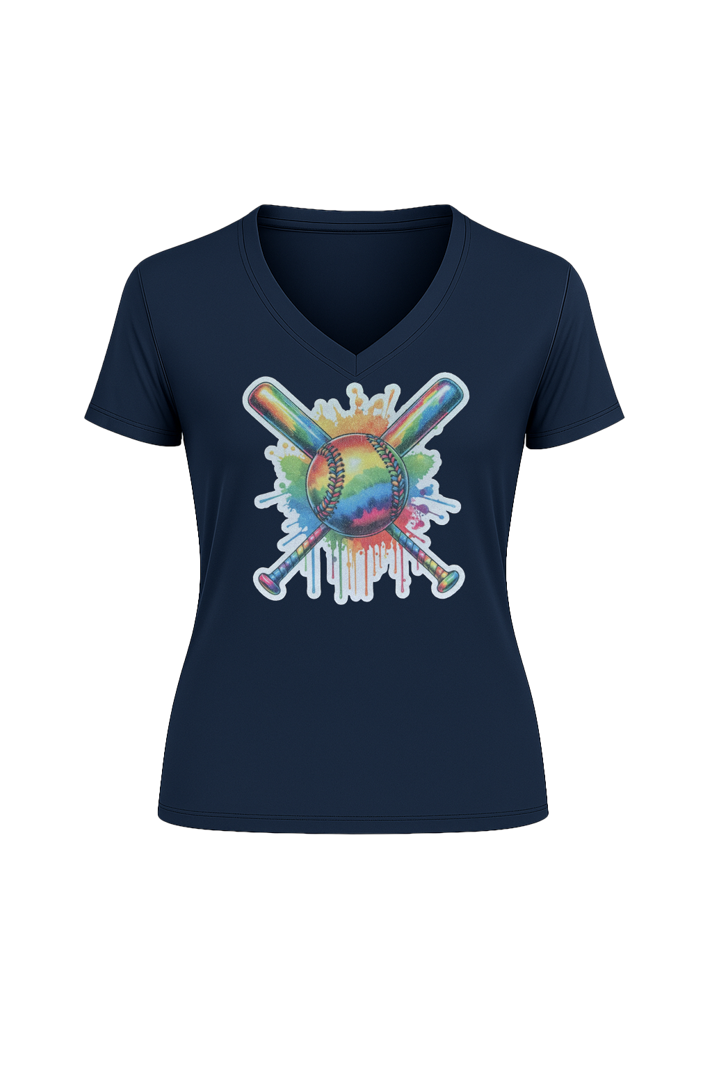 Glitter Splatter Bats Short Sleeve V-Neck Tee