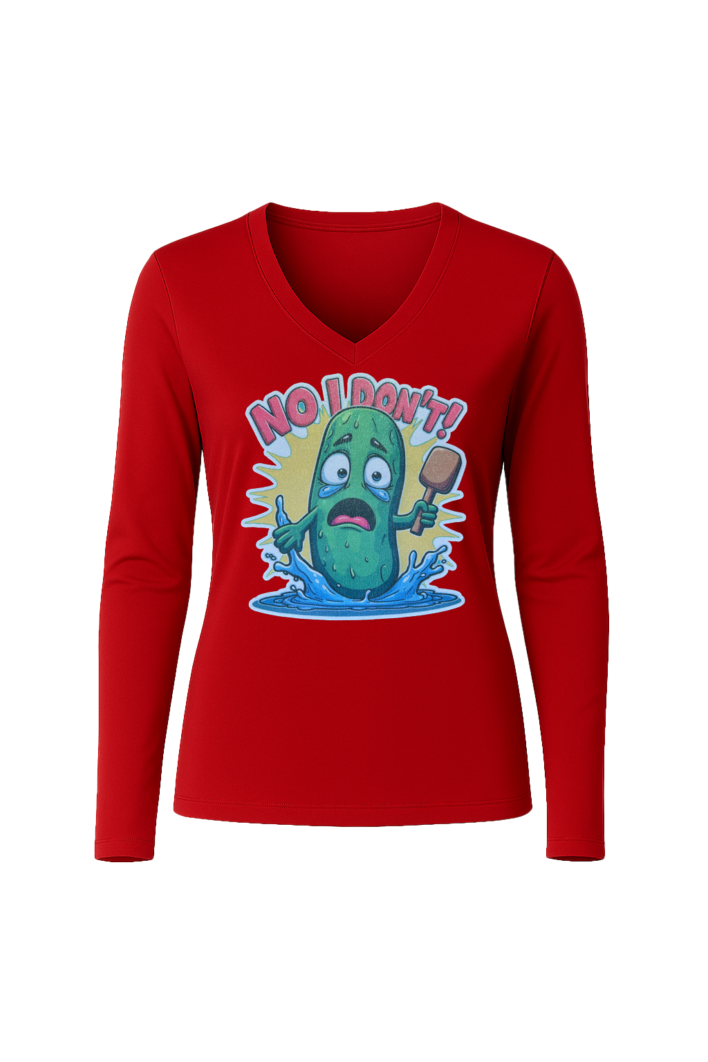 Glitter No I Don't Long Sleeve V-Neck Tee