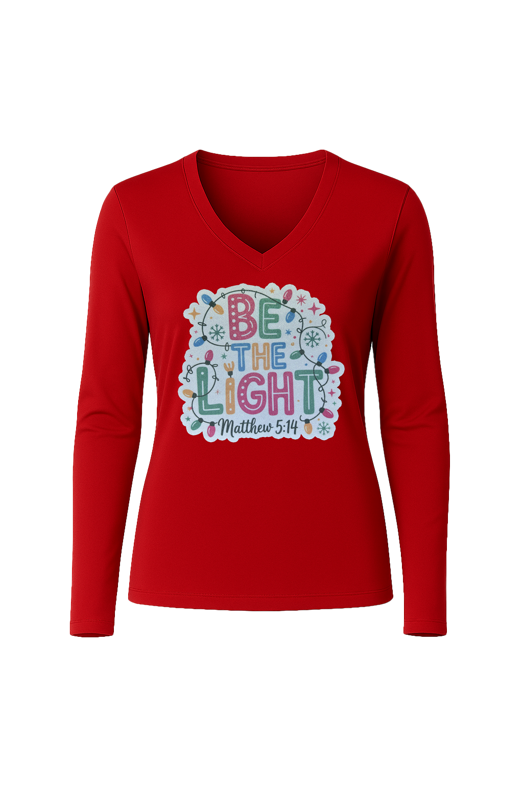 Glitter Be The Light Long Sleeve V-Neck Tee