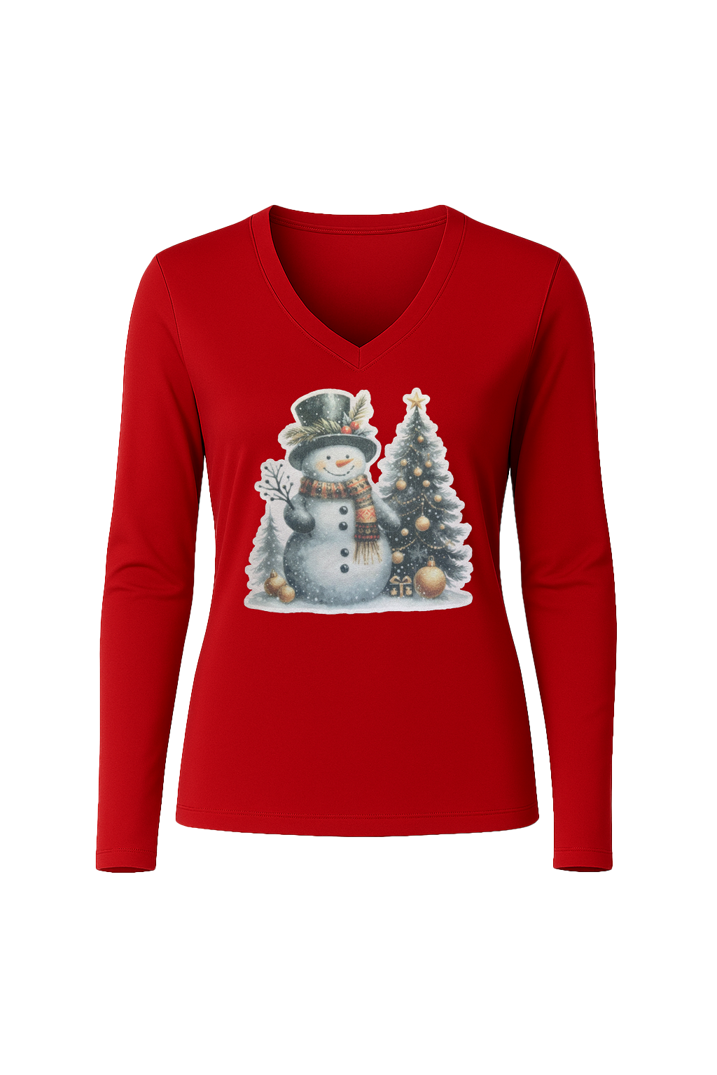 Glitter Festive Frosty Long Sleeve V-Neck Tee