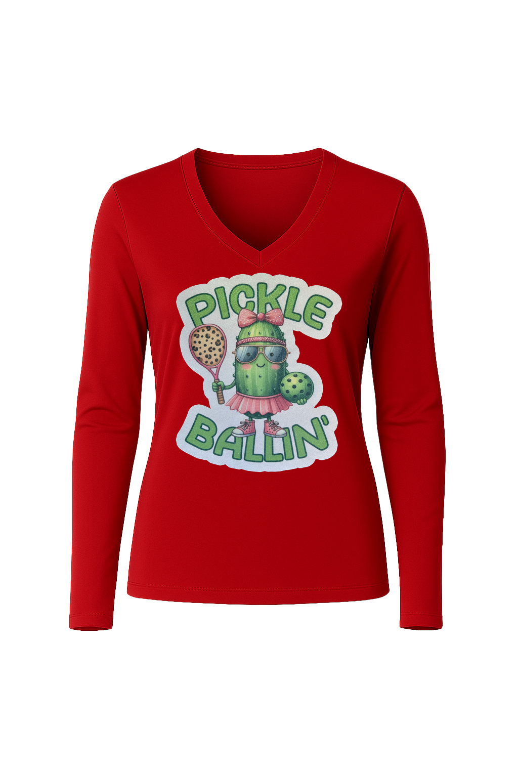 Glitter Pickle Ballin Long Sleeve V-Neck Tee