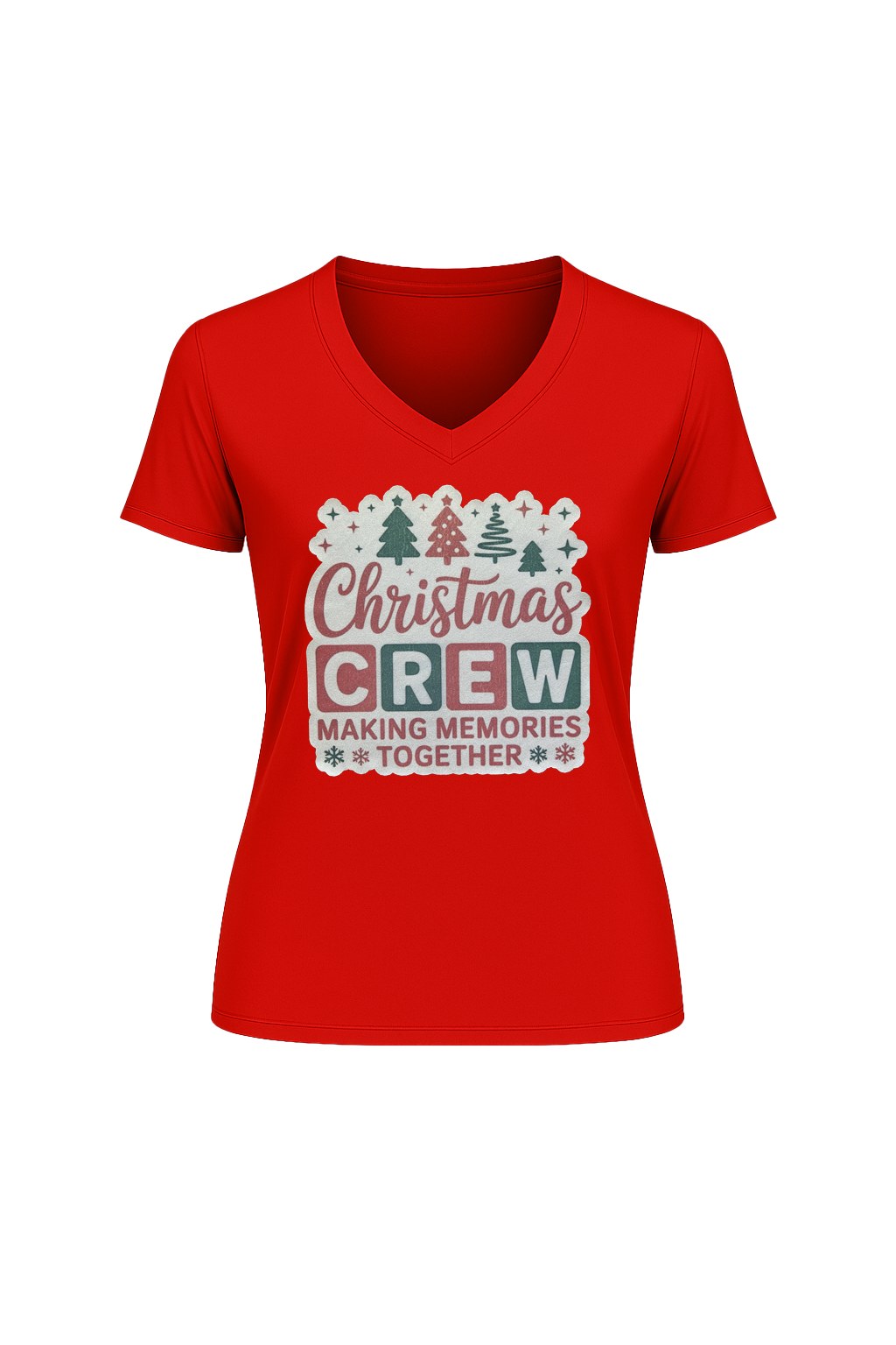 Glitter Christmas Crew Short Sleeve V-Neck Tee