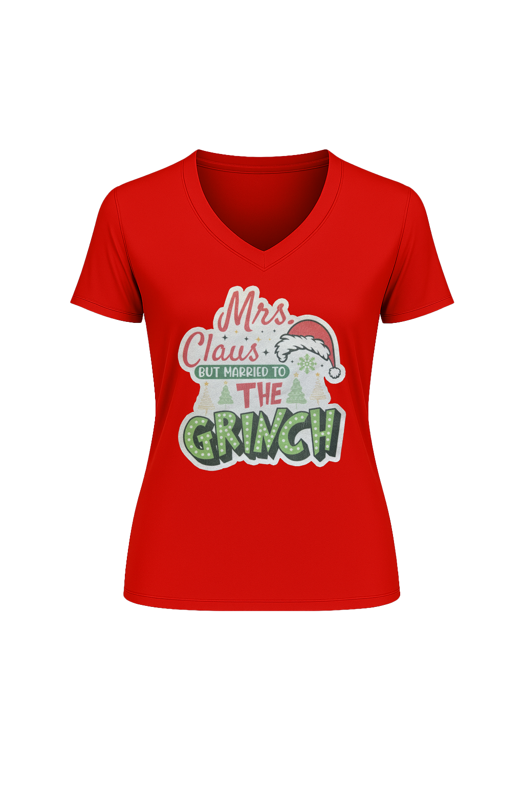 Glitter Married To The Grinch Short Sleeve V-Neck Tee