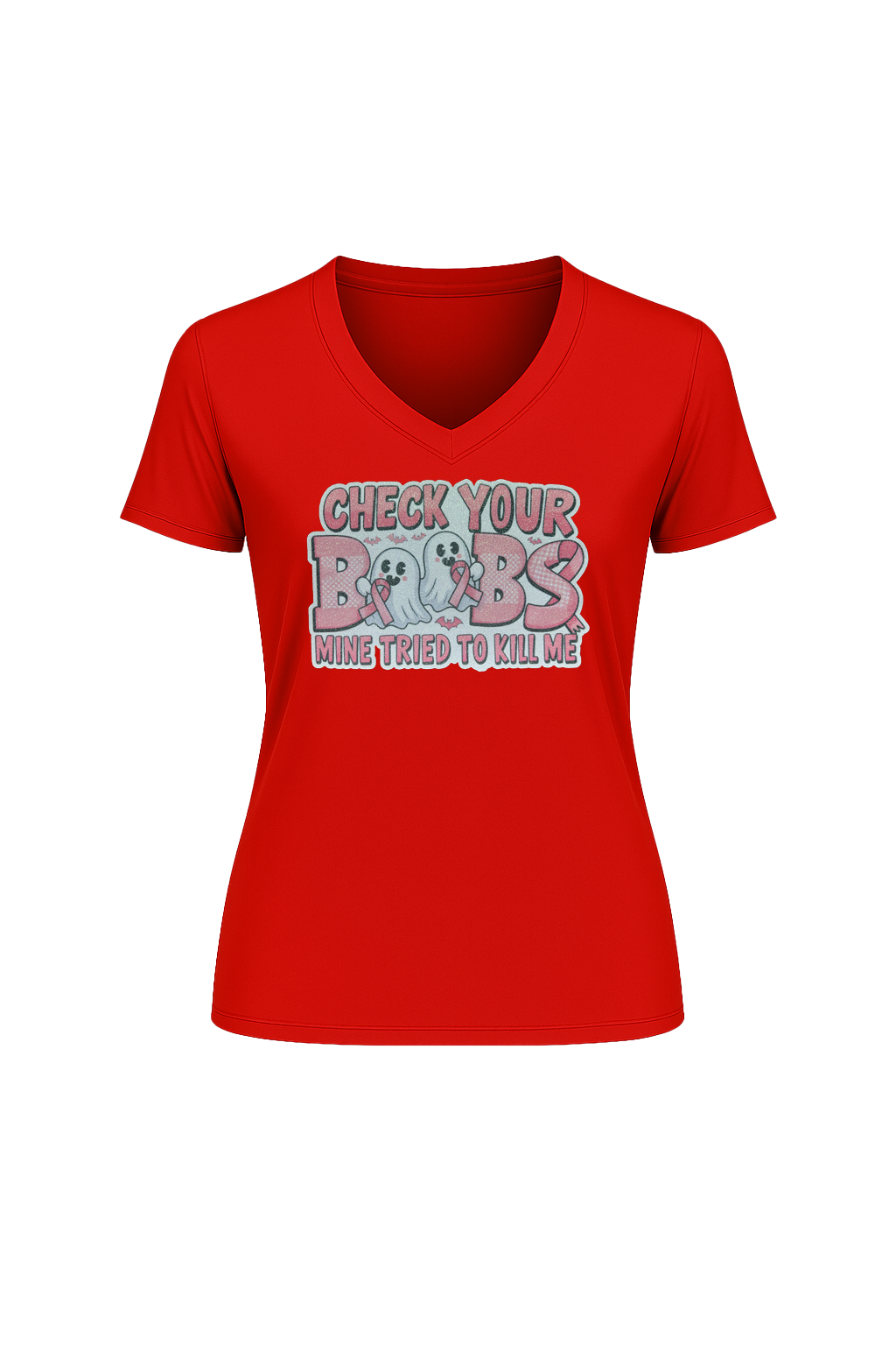 Glitter Check Your Boobs Short Sleeve V-Neck Tee