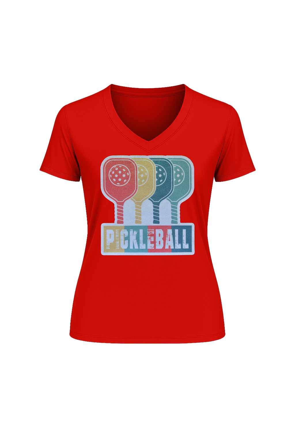 Glitter Pickleball Paddles Short Sleeve V-Neck Tee