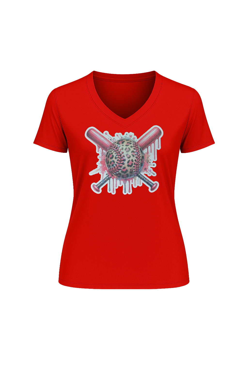 Glitter Leopard Drip Short Sleeve V-Neck Tee