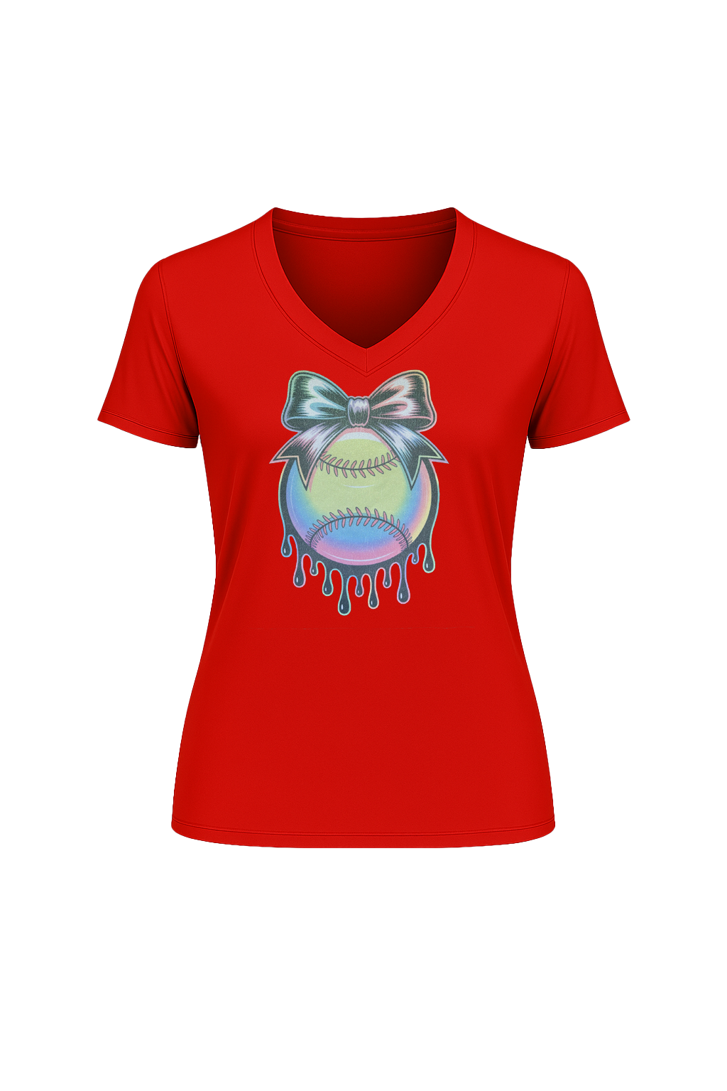 Glitter Neon Drip Short Sleeve V-Neck Tee