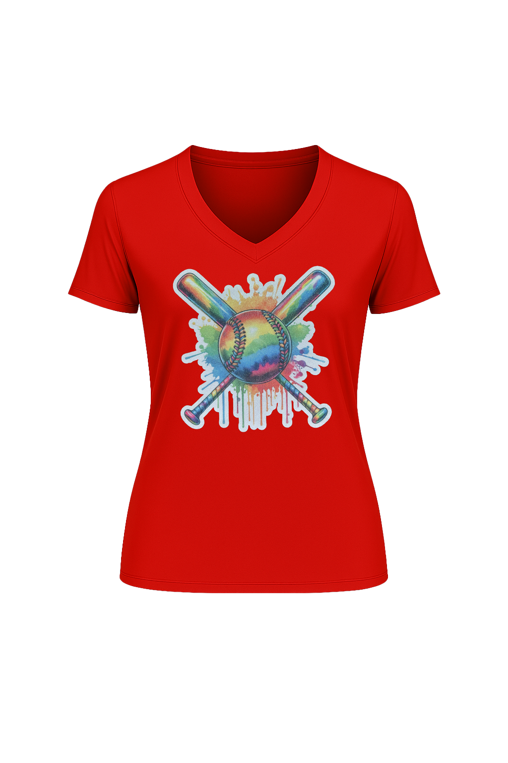 Glitter Splatter Bats Short Sleeve V-Neck Tee