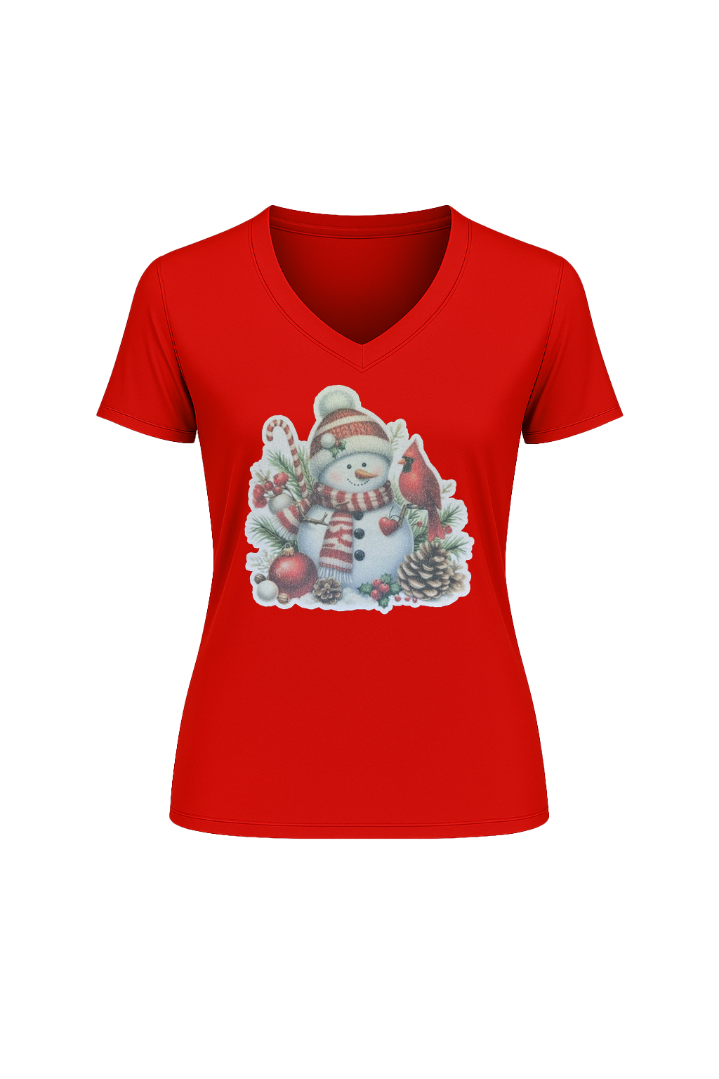 Glitter Cardinal's Gift Short Sleeve V-Neck Tee