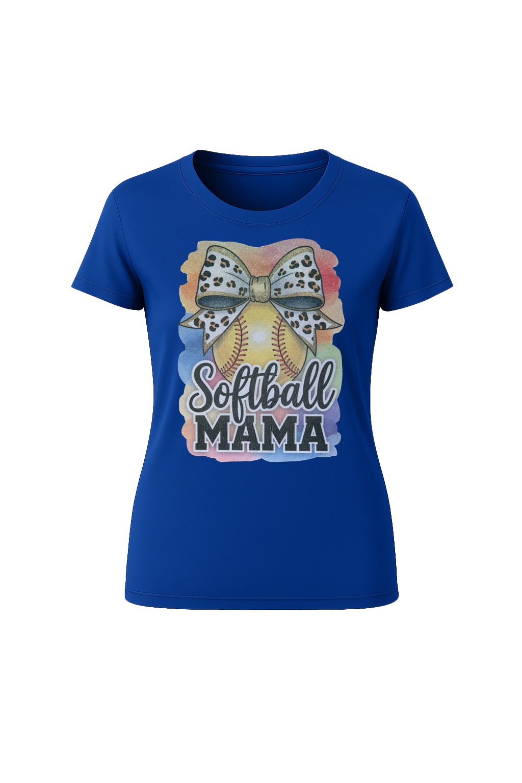 Glitter Watercolor Softball Mama Short Sleeve Tee