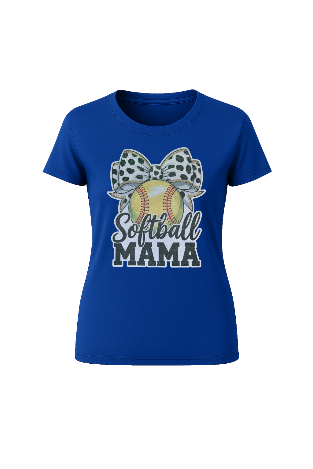 Glitter Softball Mama Bow Short Sleeve Tee