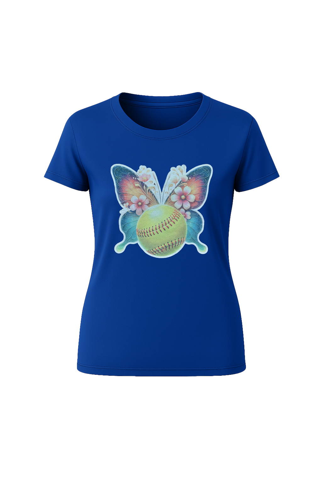 Glitter Softball Butterfly Short Sleeve Tee