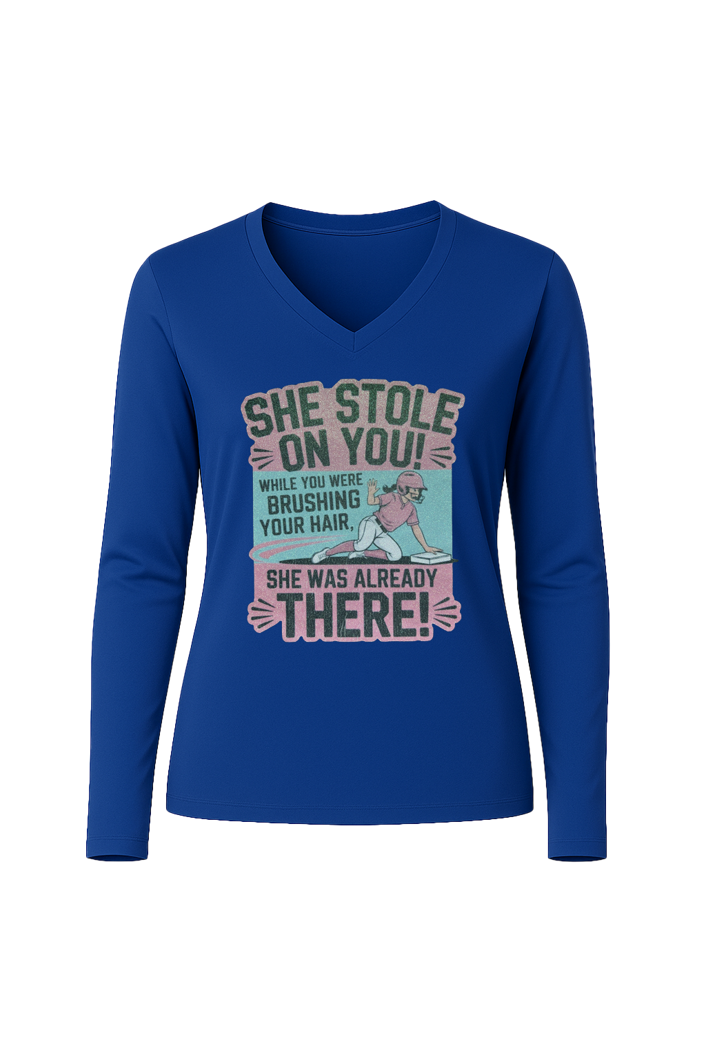 Glitter She Stole On You Long Sleeve V-Neck Tee