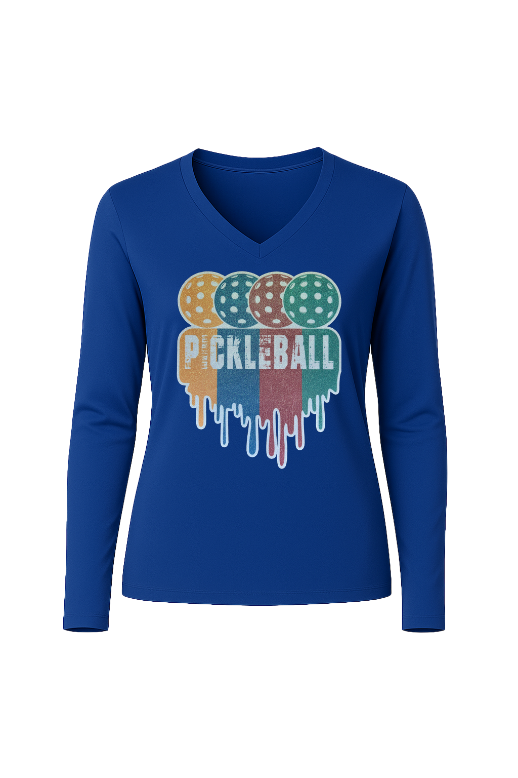 Glitter Pickleball Drip Long Sleeve V-Neck Tee