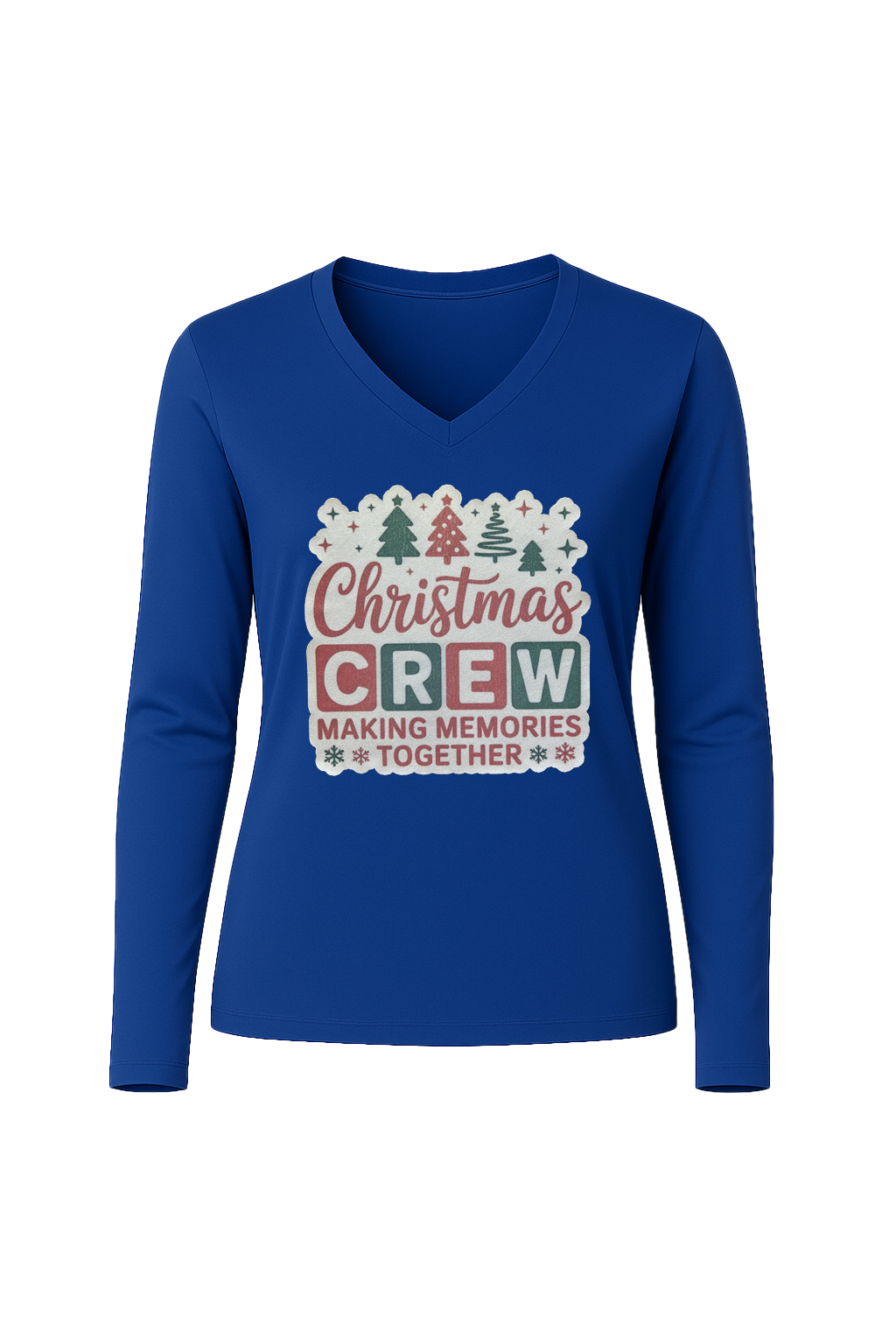 Glitter Christmas Crew Long Sleeve V-Neck Tee