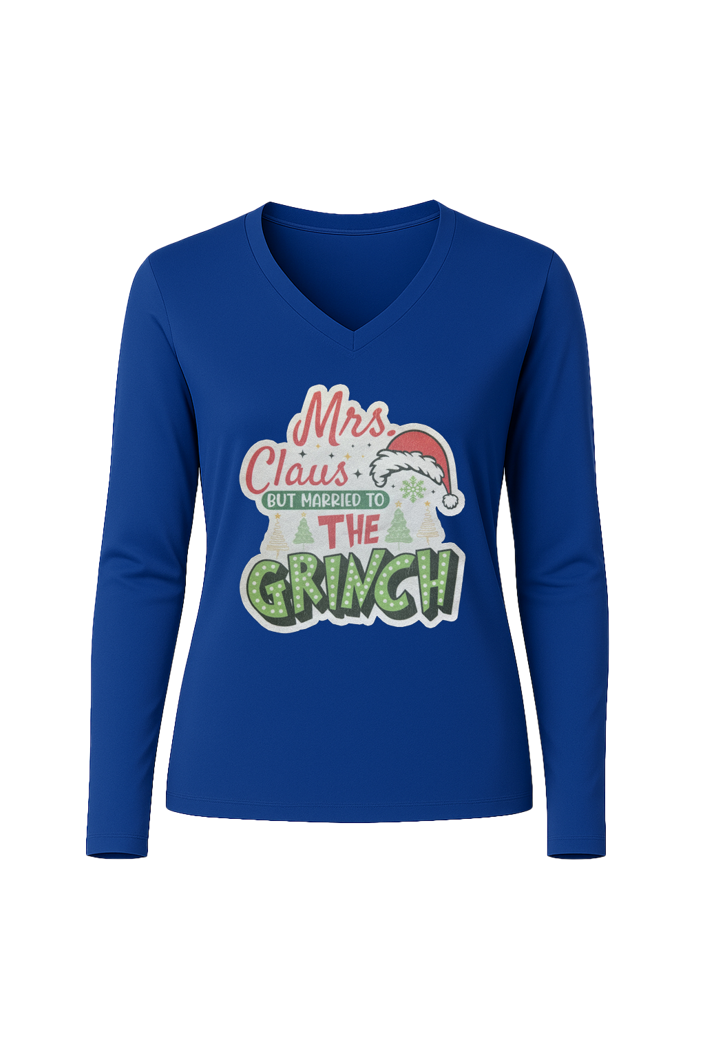 Glitter Married To The Grinch Long Sleeve V-Neck Tee
