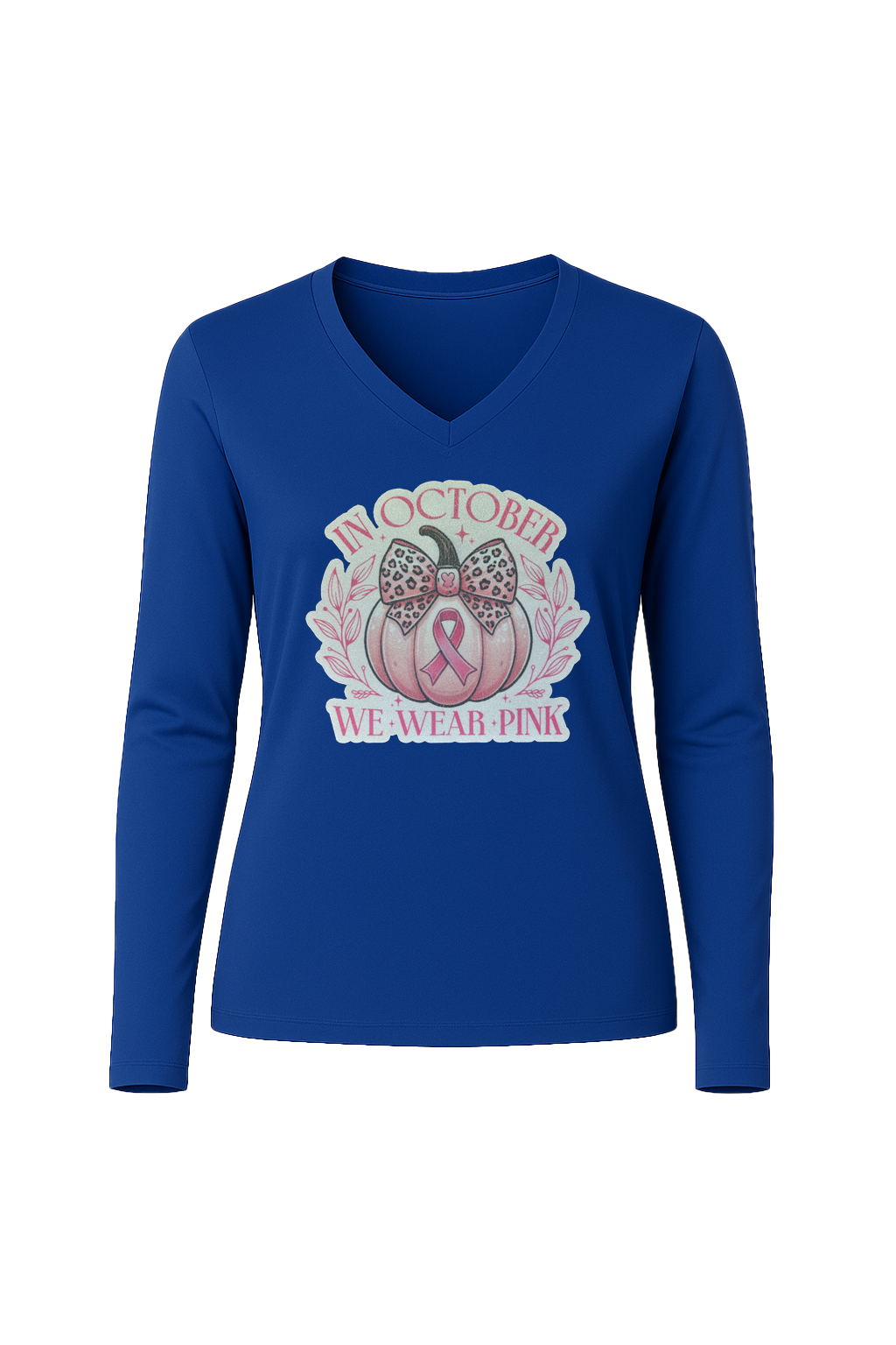 Glitter We Wear Pink Long Sleeve V-Neck Tee
