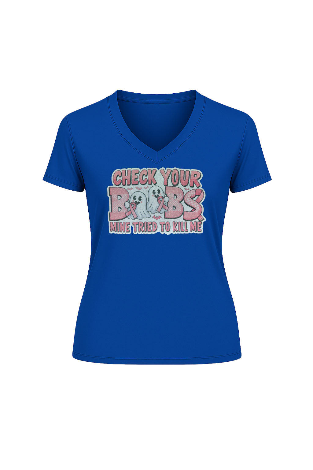Glitter Check Your Boobs Short Sleeve V-Neck Tee
