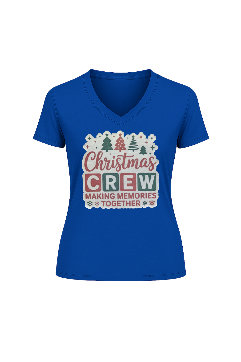 Glitter Christmas Crew Short Sleeve V-Neck Tee