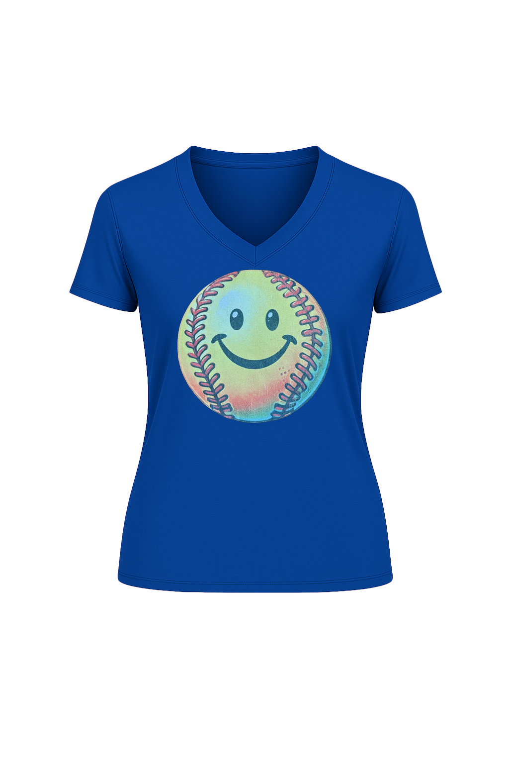 Glitter Happy Softball Short Sleeve V-Neck Tee