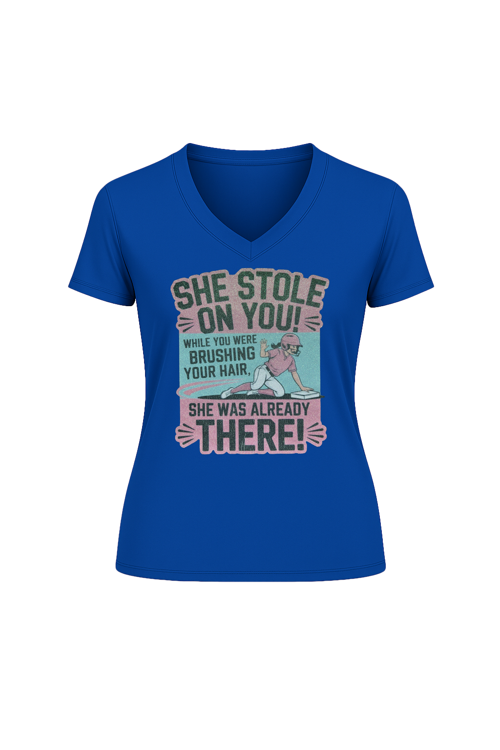 Glitter She Stole On You Short Sleeve V-Neck Tee