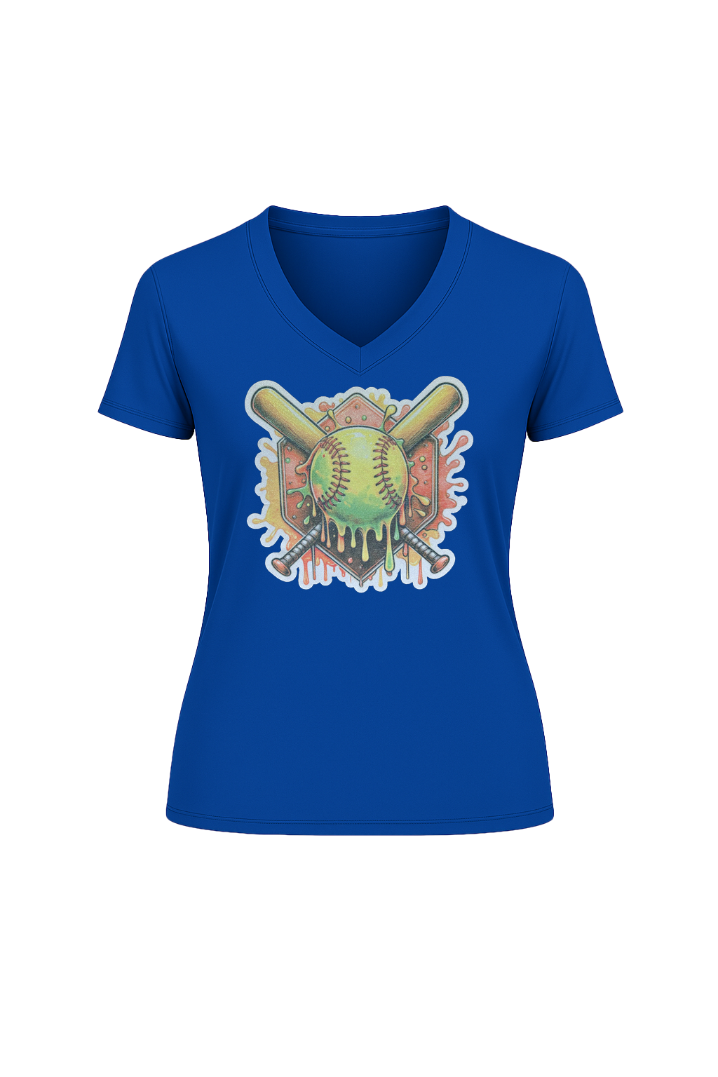 Glitter Orange Shield Short Sleeve V-Neck Tee