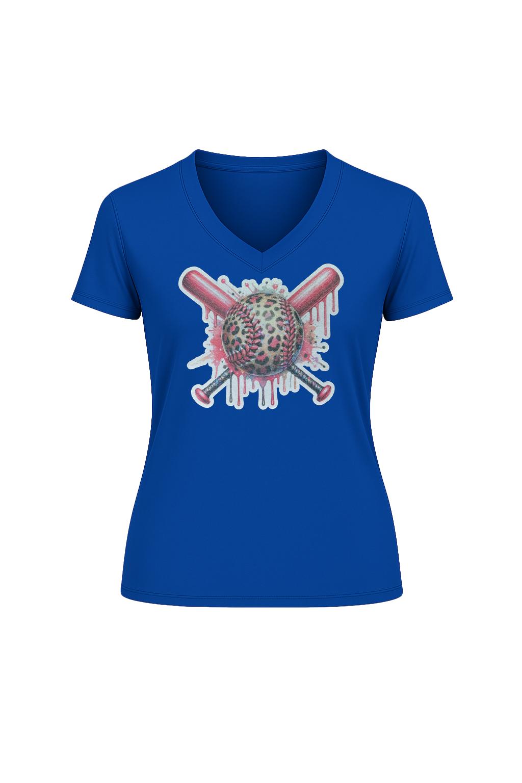 Glitter Leopard Drip Short Sleeve V-Neck Tee