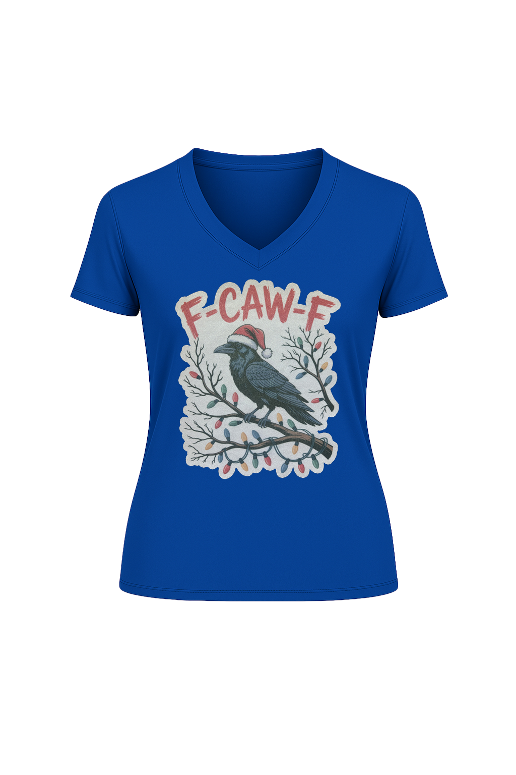 Glitter Christmas Crow Short Sleeve V-Neck Tee