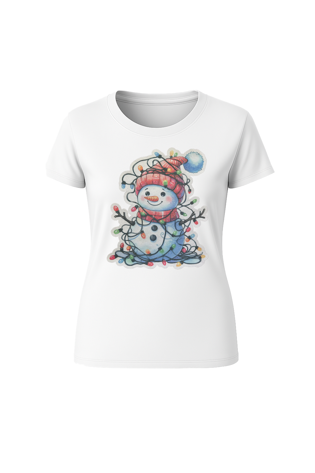 Glitter Tangled Snowman Short Sleeve Tee