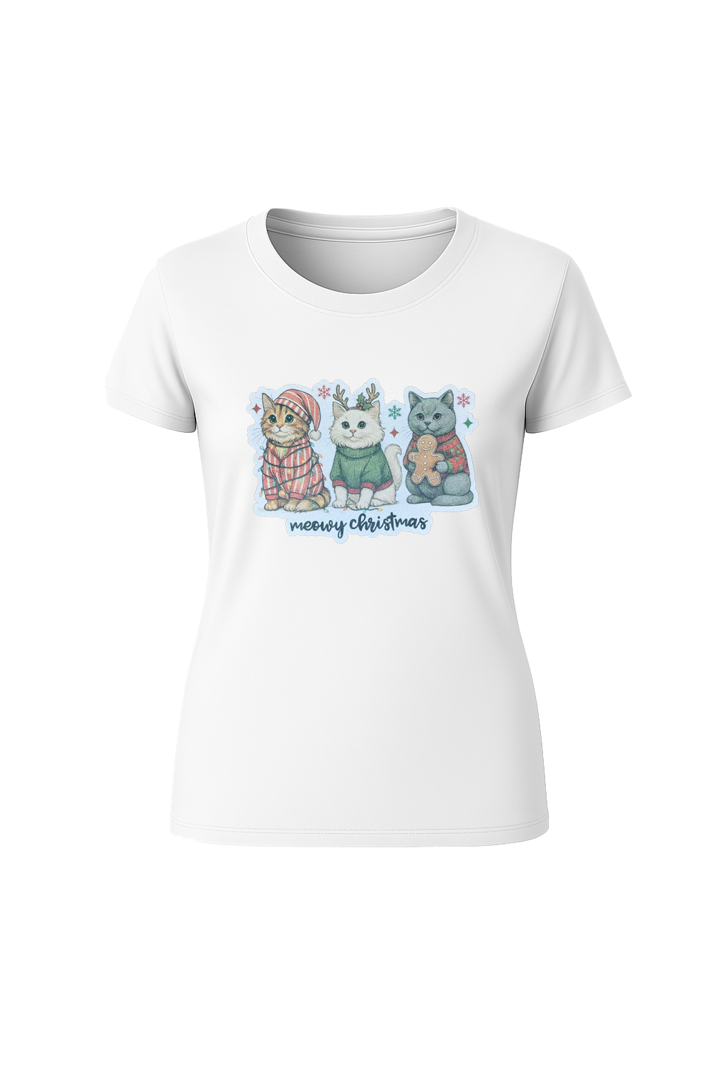 Glitter Christmas Cats Short Sleeve Tee