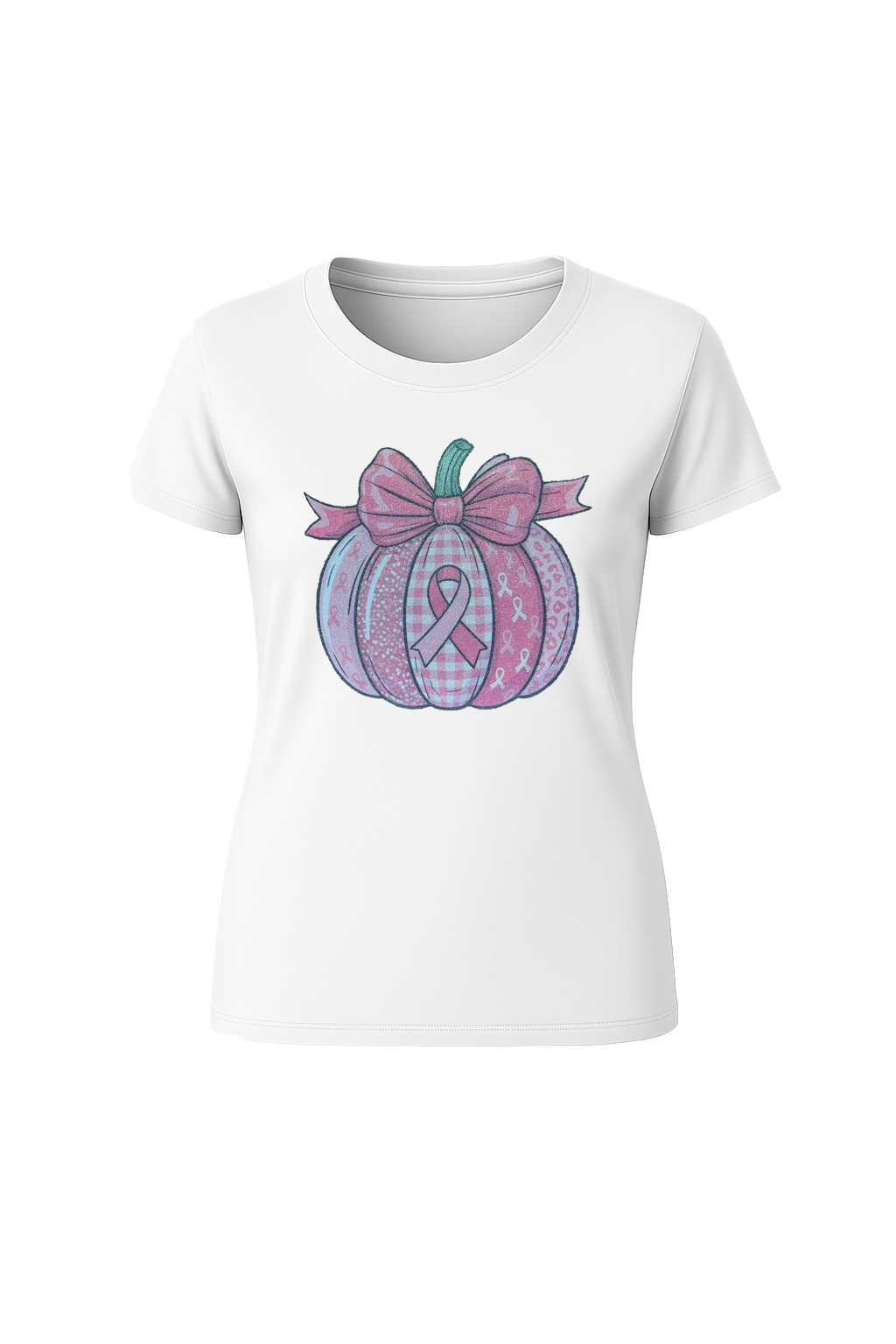 Glitter Breast Cancer Pumpkin Short Sleeve Tee