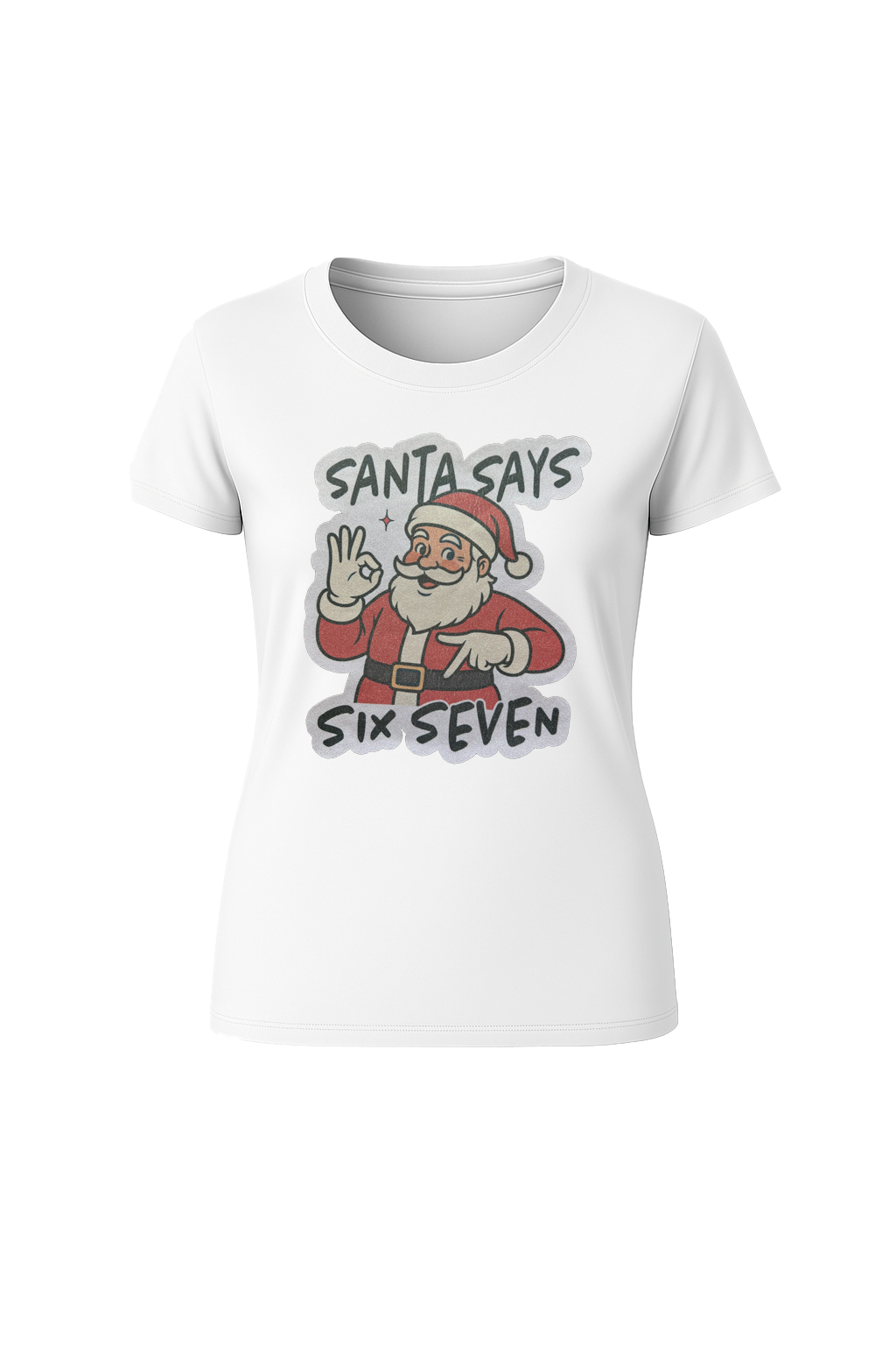 Glitter Santa Says Six Seven Short Sleeve Tee