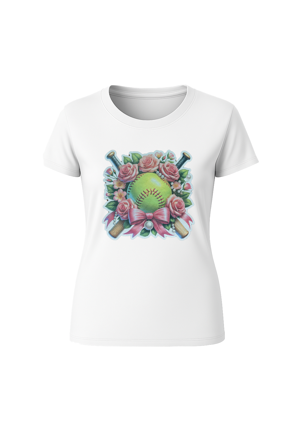 Glitter Softball Bouquet Short Sleeve Tee