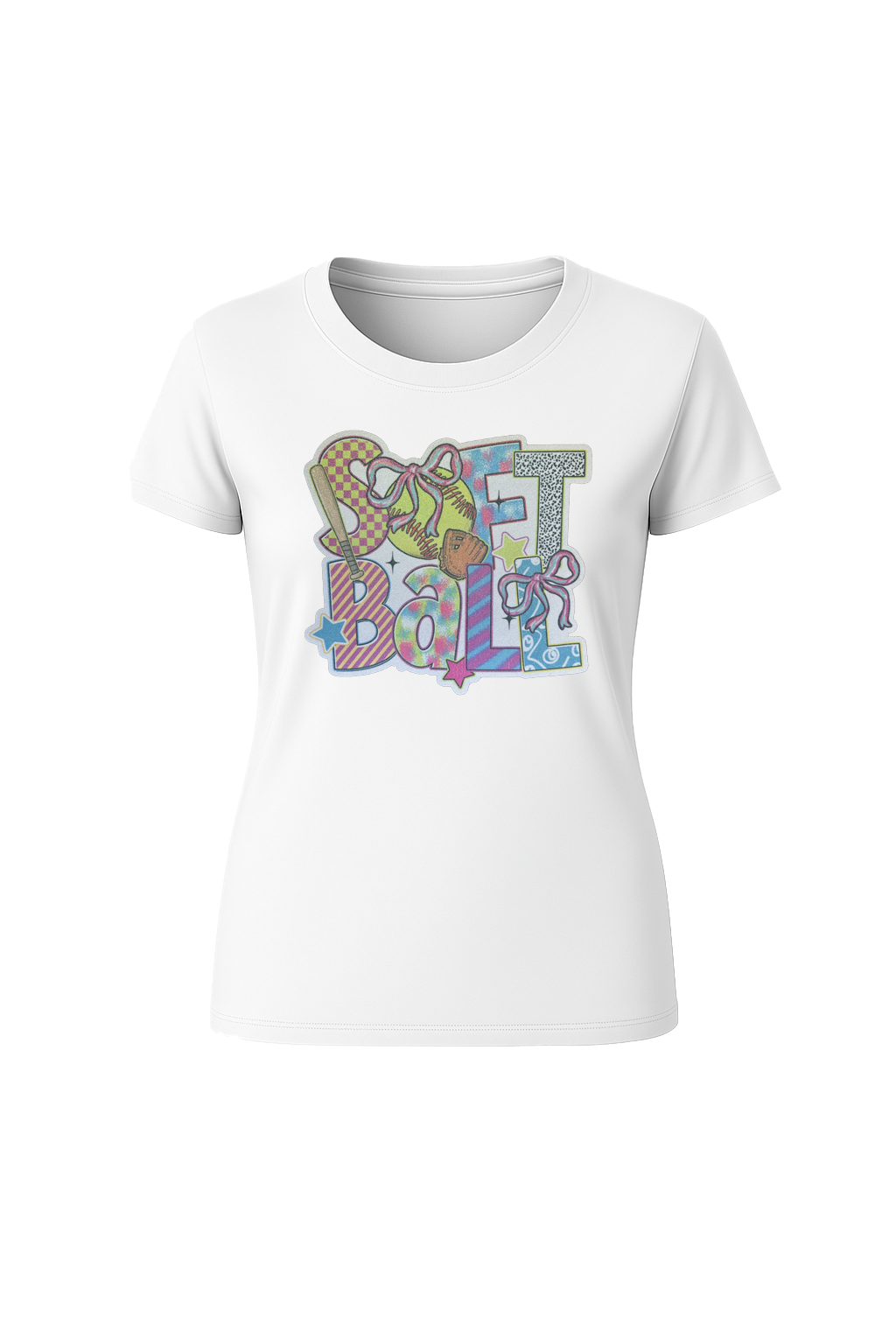 Glitter Softball Collage Short Sleeve Tee