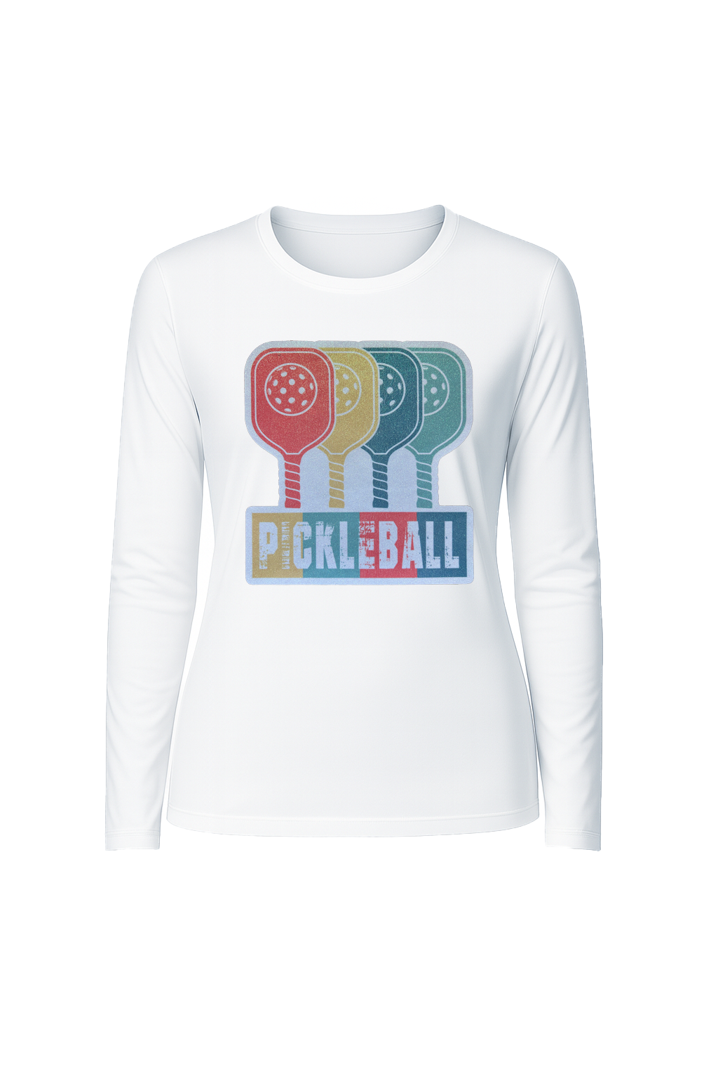 Glitter Pickleball Paddles Long Sleeve Tee UPF 50