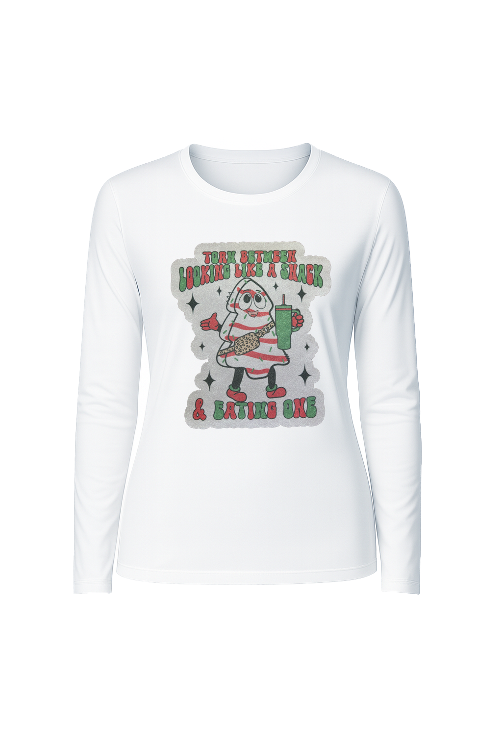 Glitter Christmas Snack Long Sleeve Tee UPF 50