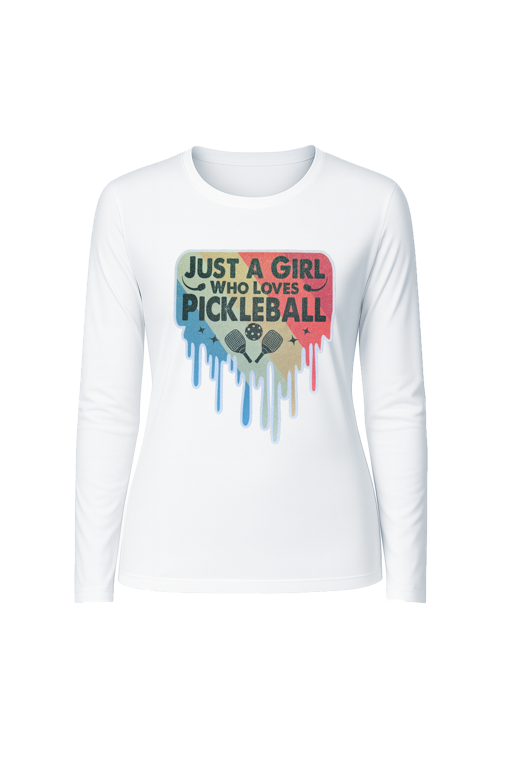 Glitter Girl Loves Pickleball Long Sleeve Tee UPF 50
