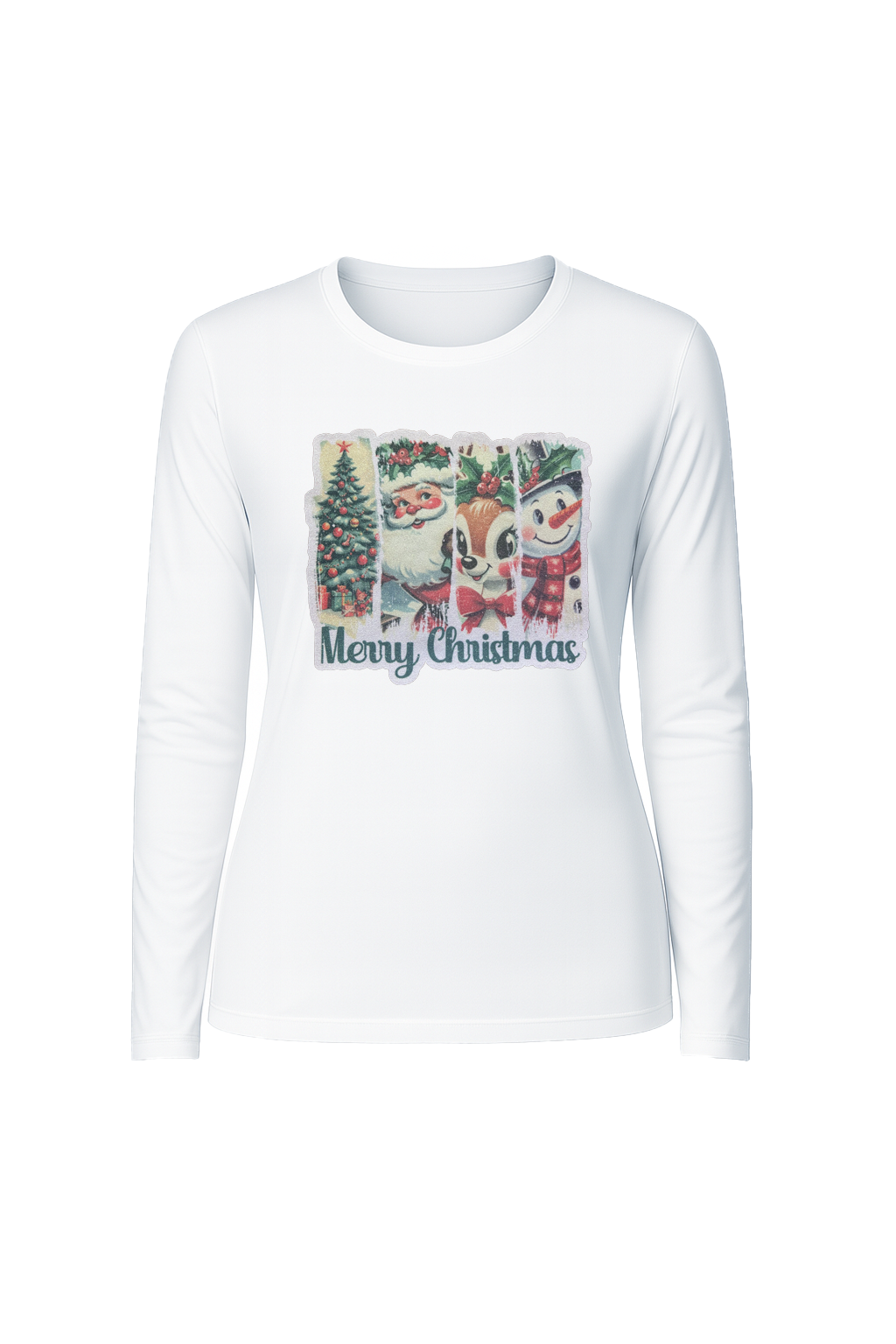 Glitter Christmas Collage Long Sleeve Tee UPF 50