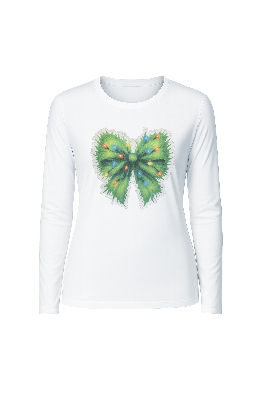 Glitter Evergreen Bow Long Sleeve Tee UPF 50