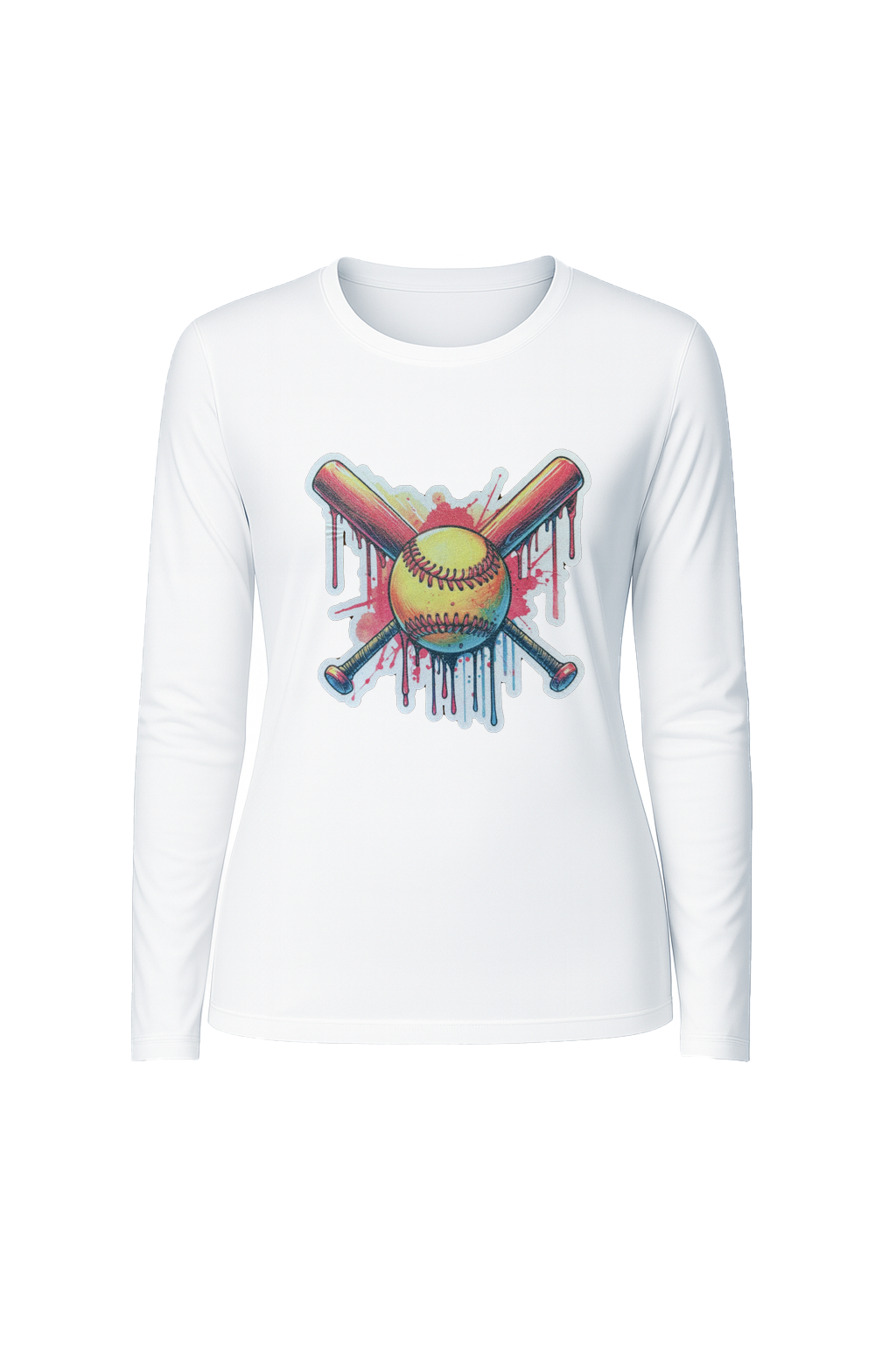 Glitter Red Drip Bats Long Sleeve Tee UPF 50