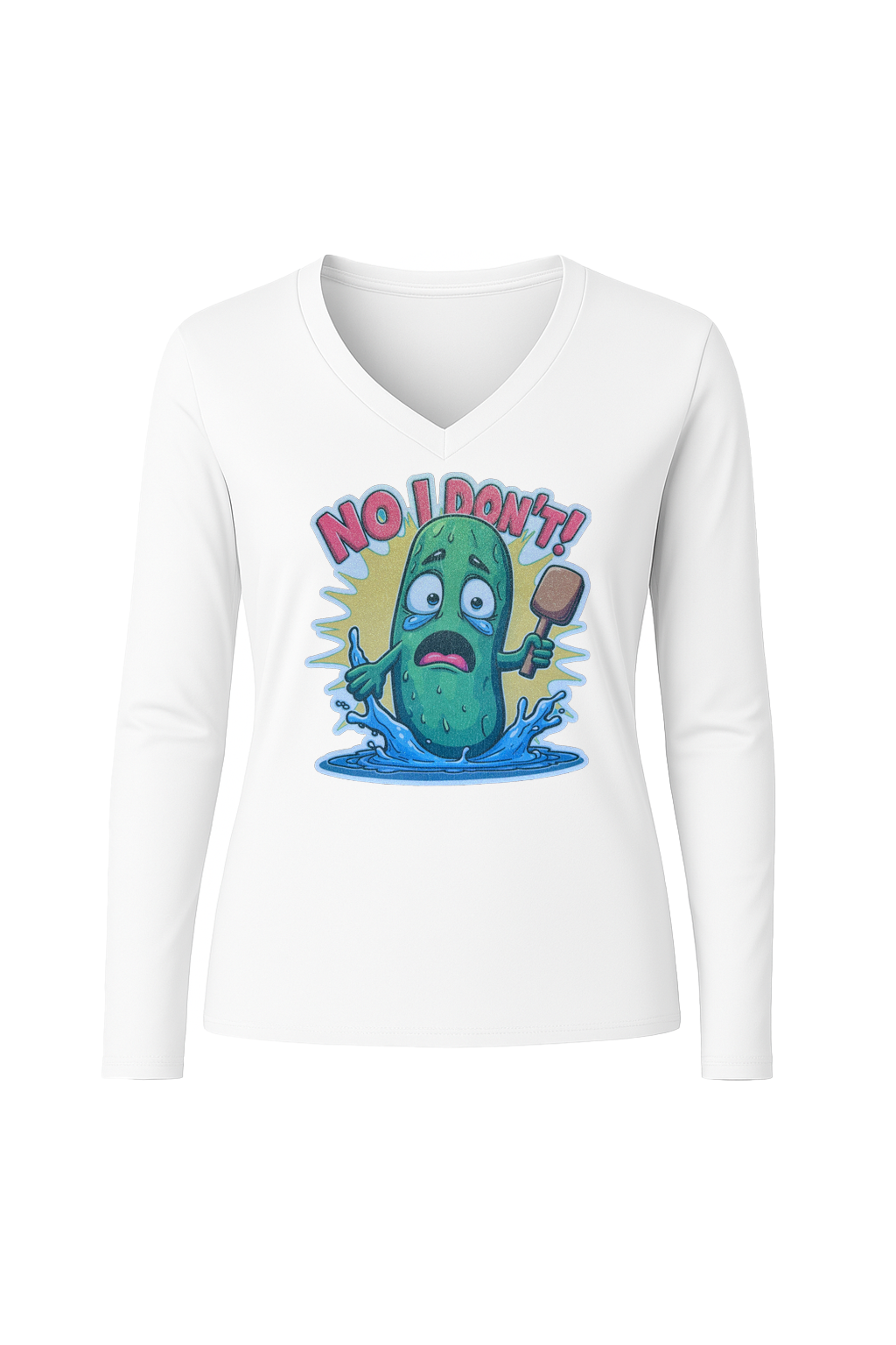 Glitter No I Don't Long Sleeve V-Neck Tee